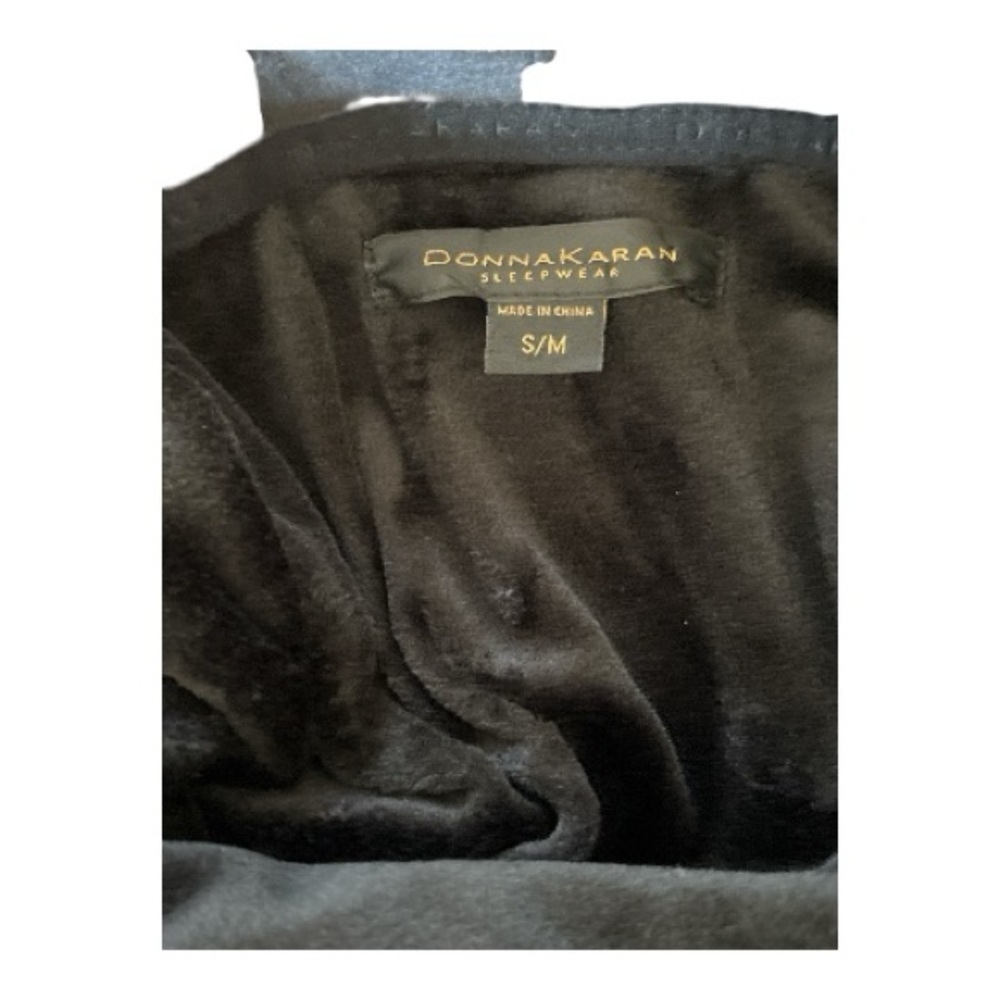 DONNA KARAN black velour sleepwear top, sz M /L, cowl turtleneck, raglan sleeves - Picture 3 of 3